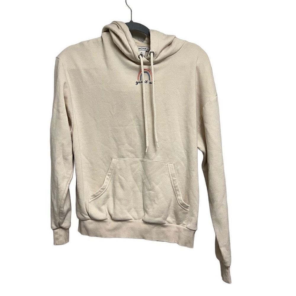 MONKI Give It All Off White Give It All Rainbow Crewneck Sweater Size XS
